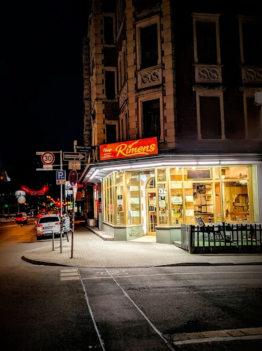 Rimon's Südstadt Treff Restaurant Außenansicht bei Nacht